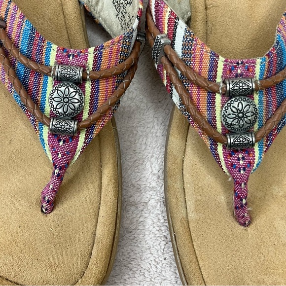 Minnetonka Striped Medallion Flip Flops Sandals-Women’s 11-Multicolor Pink/Tan - Picture 3 of 12
